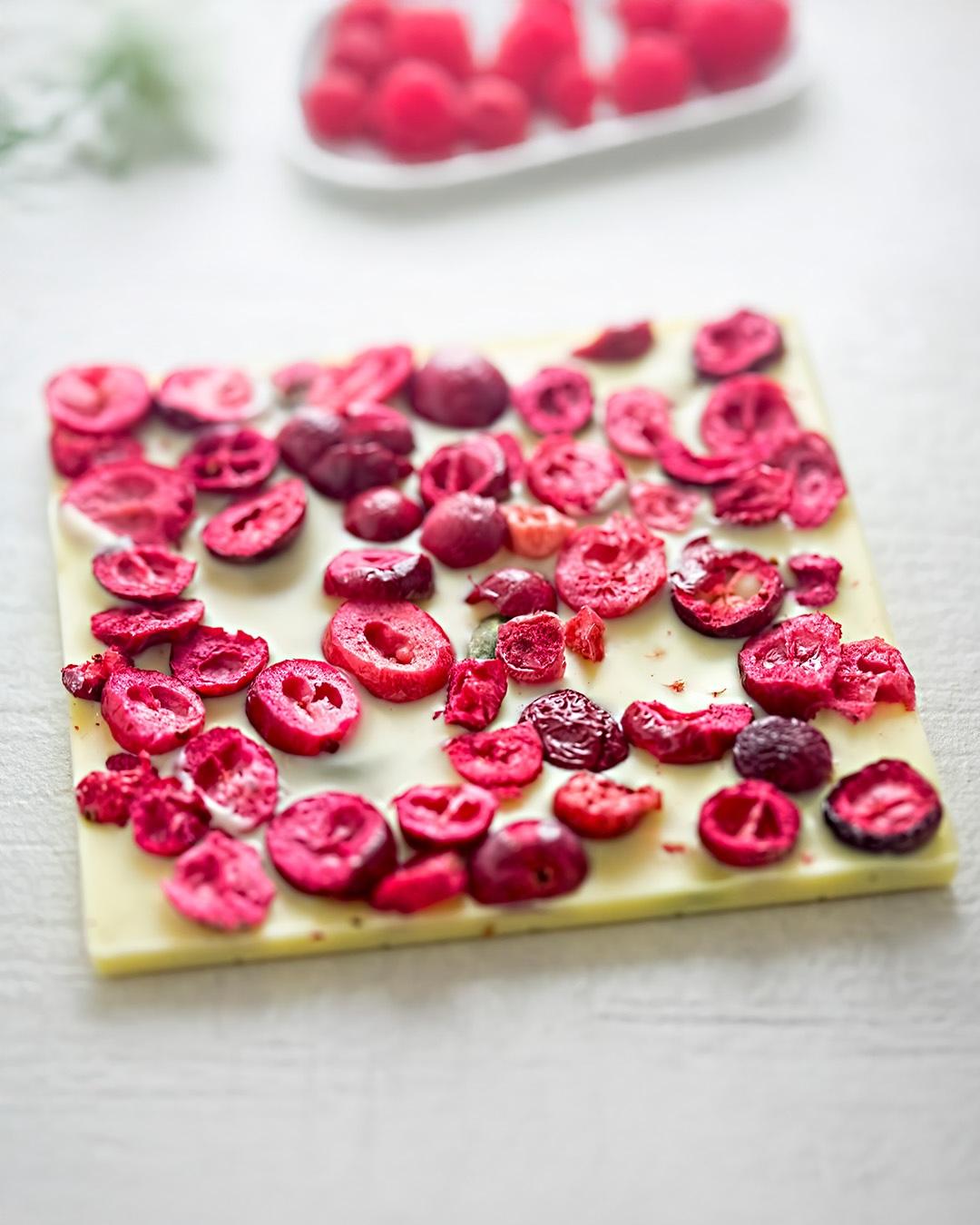White Chocolate with Raspberries & Cranberries